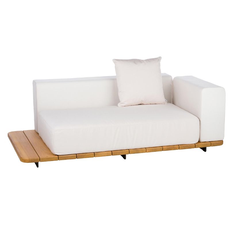 Modern Solid Wood Outdoor Loveseat Water Resistant Outdoor Patio Sofa