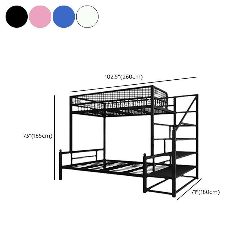 Contemporary Bunk Bed with Staircase Open Frame Metal Bunk Bed