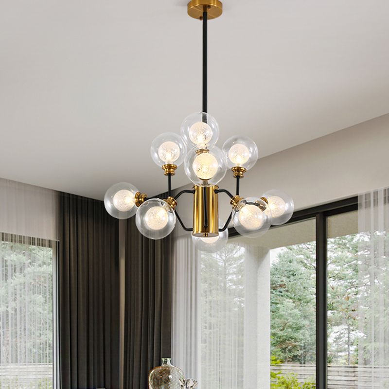 Modo Dining Table Pendant Light Metal Contemporary Chandelier in Gold & Black