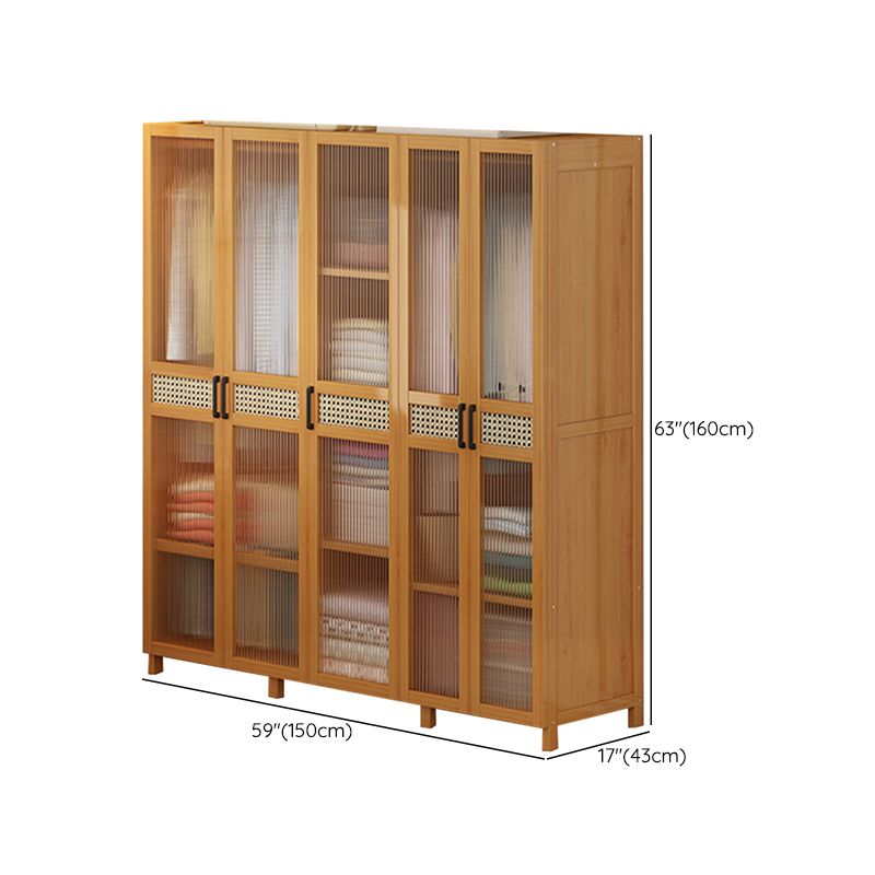 Freestanding Wood Wardrobe Modern Wardrobe with Legs and Shelves