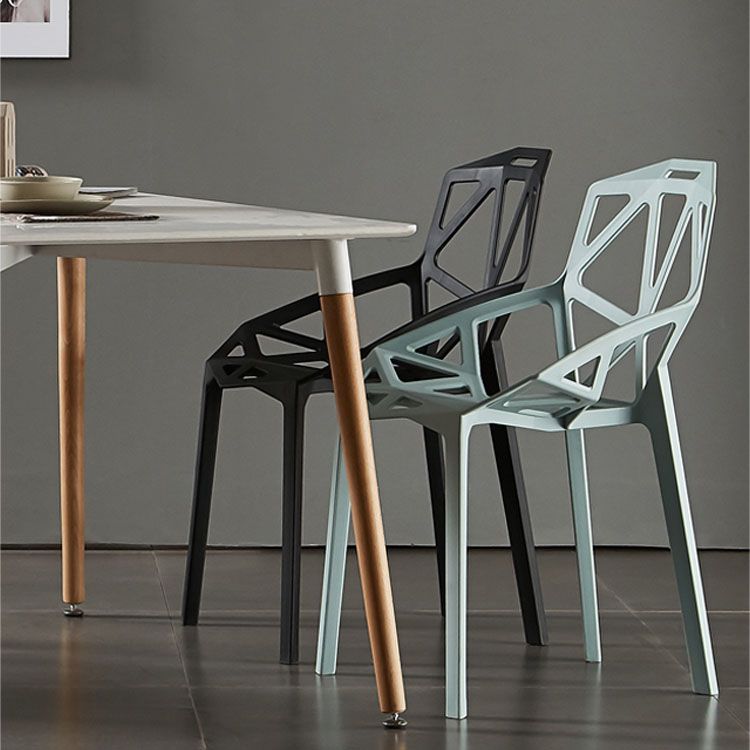 Contemporary Style Stackable Chairs Dining Plastic Arm Chairs for Kitchen