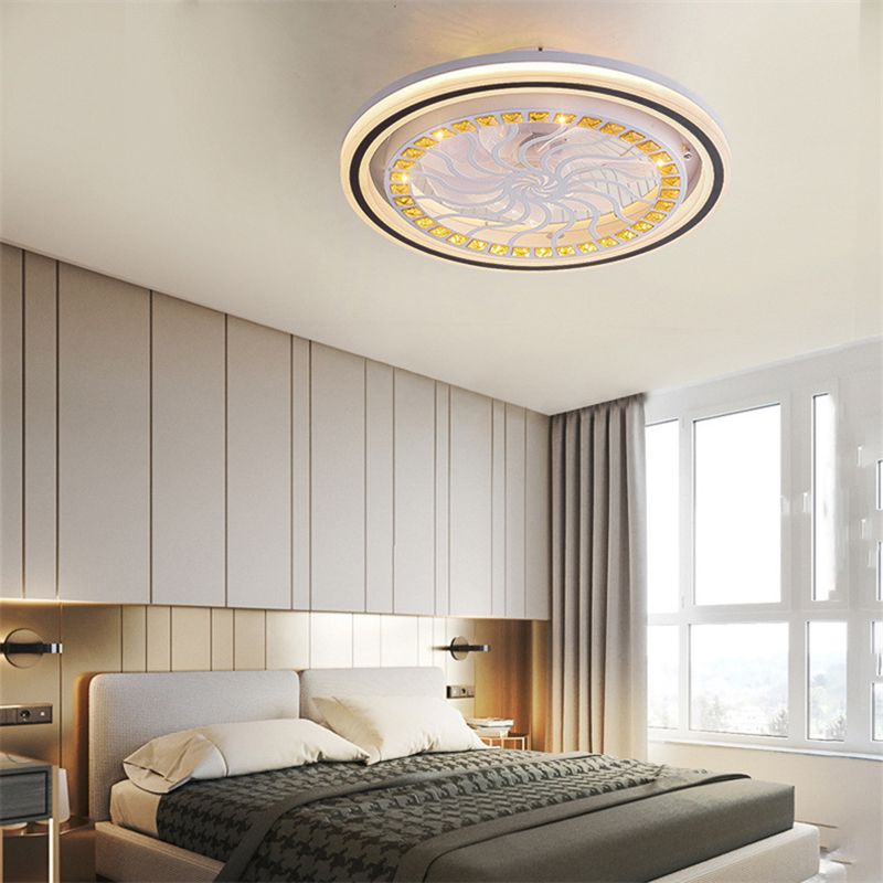 Moderne stijl plafondventilator lamp led kristal plafondmontage licht met acryl schaduw