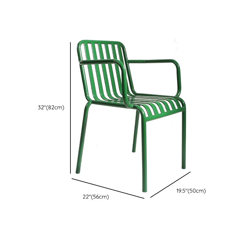 Green Stacking Outdoors Dining Chairs Modern Metal Patio Dining Chair