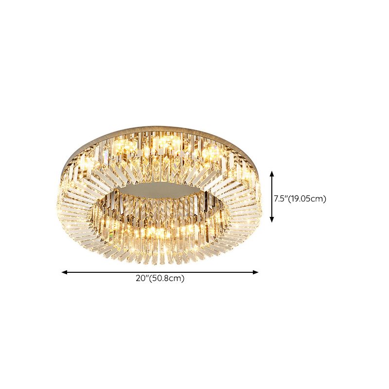 Modern Flush Mount Lamp Round Ceiling Lighting with Crystal for Bedroom