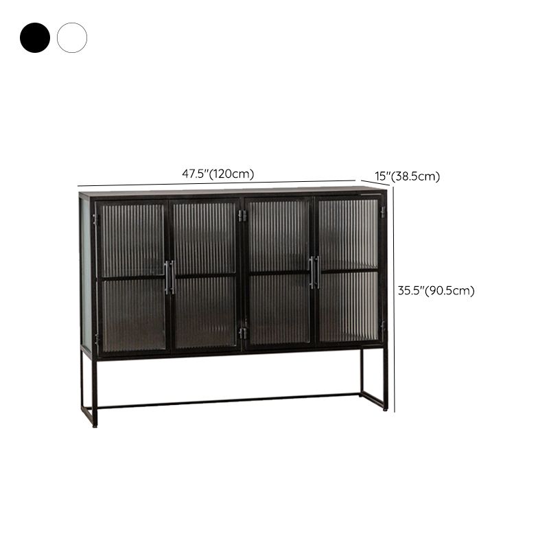 Modern Style Metal Buffet Table Glass Doors Sideboard for Living Room