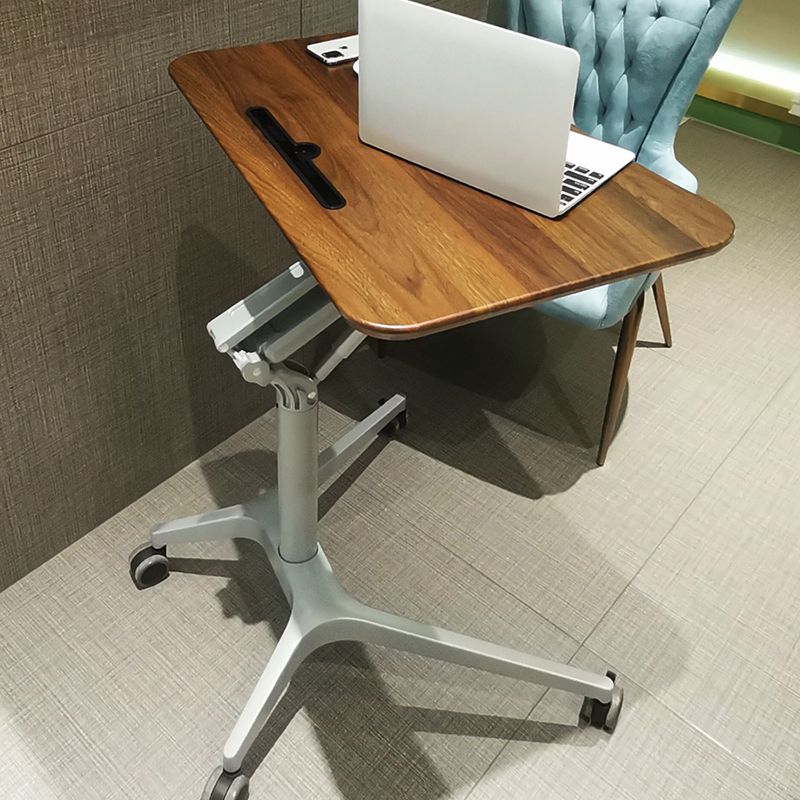 Rectangular Shaped Standing Desk Wood Adjustable with Aluminium Legs