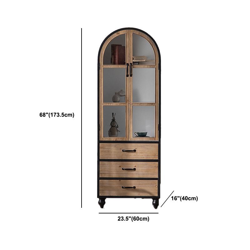 Traditional Wood Display Stand Glass Doors Display Cabinet with Door for Bedroom