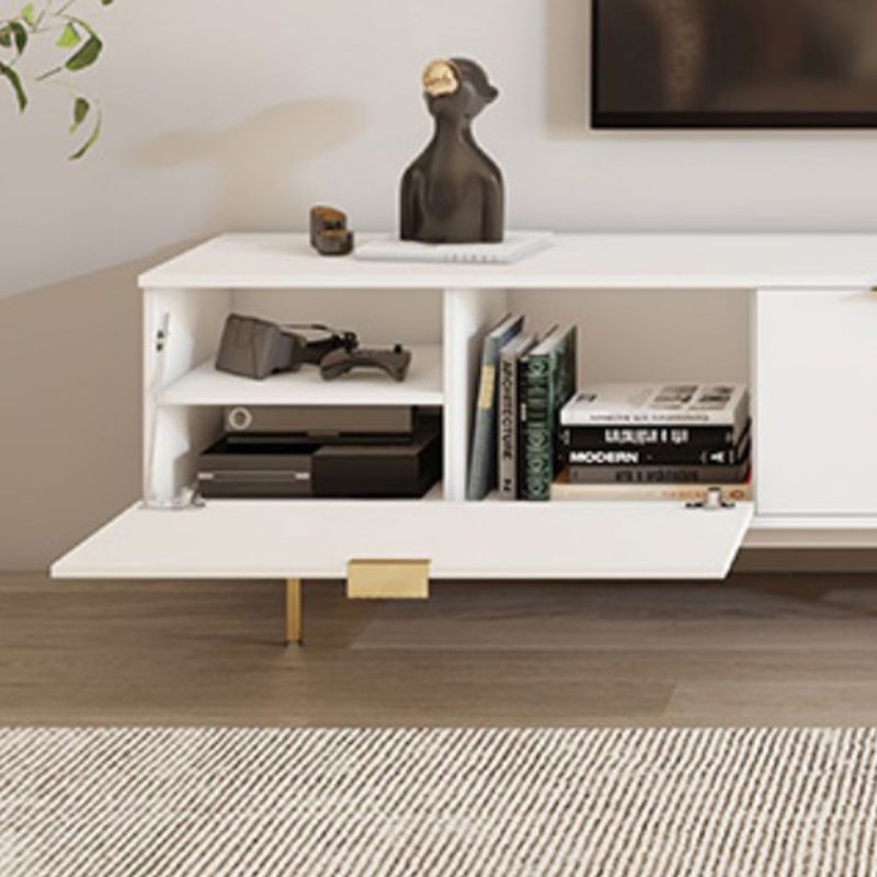 Modern TV Console Contemporary White TV Stand with Storage for Living Room