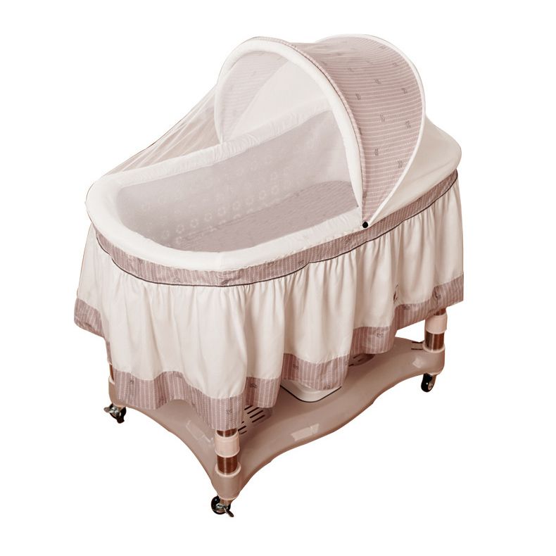 Gliding Oval Crib Cradle Solid Metal Cradle with Canopy and Stand