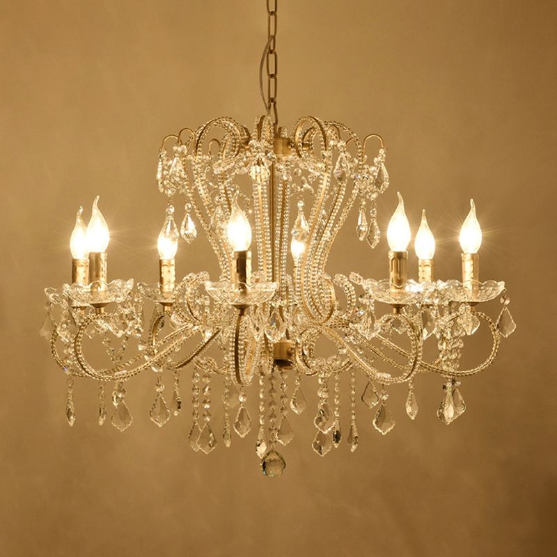 Traditional Hanging Ceiling Lights Gold Crystal Candle Hanging Pendant Lamp