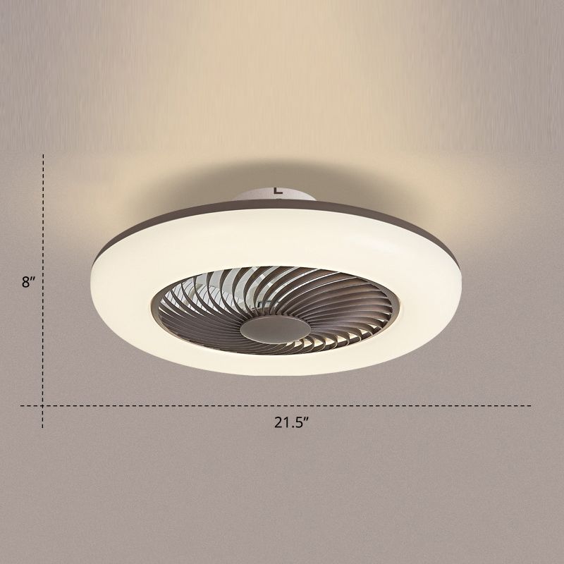 Remoto Control Round Semi Flush Sofiling Light Simplicity Acrilico Camera da letto Acrilico LED Ampiccio Light Fan Light, 21,5 "W