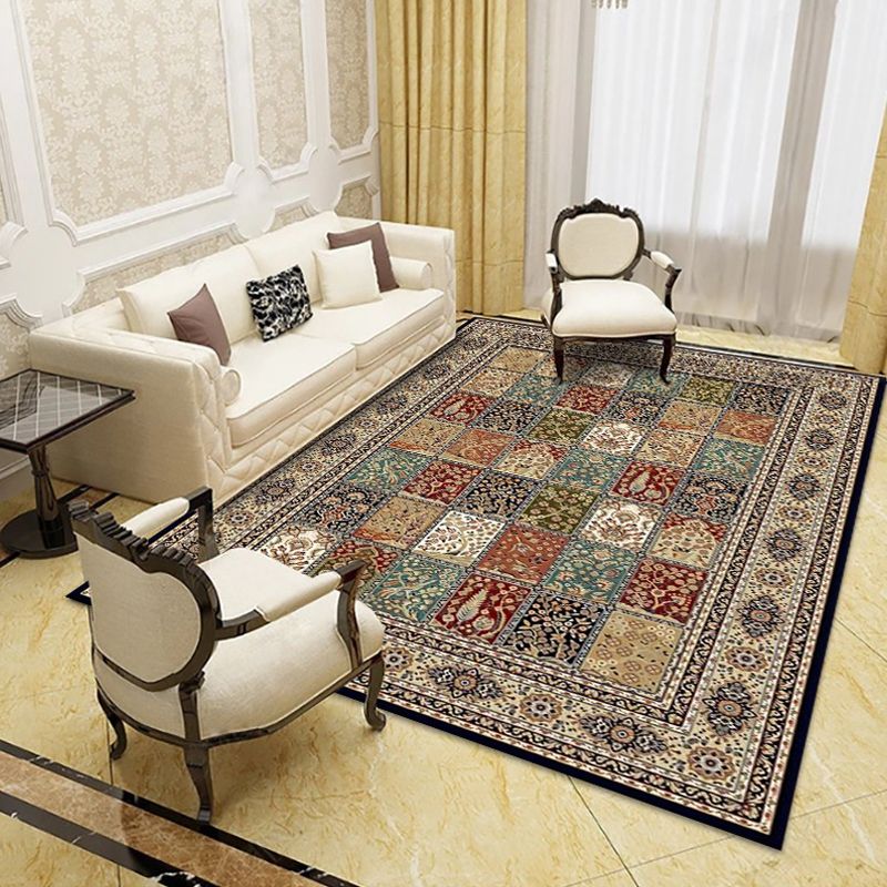 Green Moroccan Rug Polyester Graphic Rug Non-Slip Backing Rug for Living Room