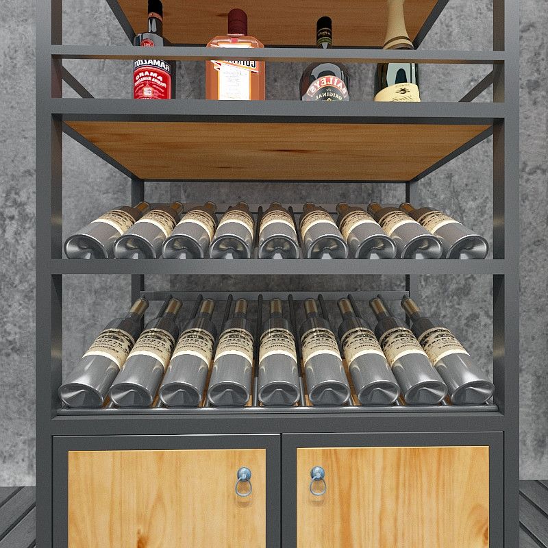 Modern Wine Bottle & Glass Rack Metal Floor Wine Rack Kitchen