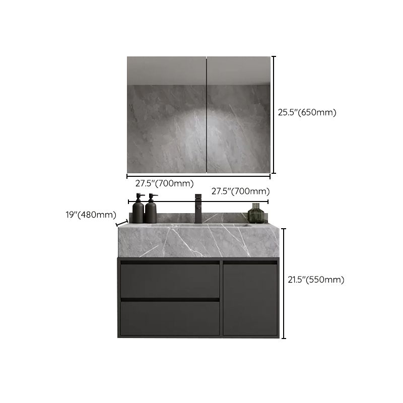 Modern Bathroom Sink Vanity Wall Mount Vanity Set with Mirror