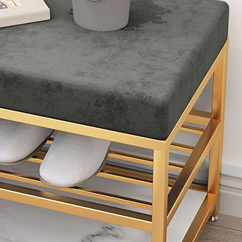 Modern Entryway Bench Upholstery Fill Foam Bench with Shelves