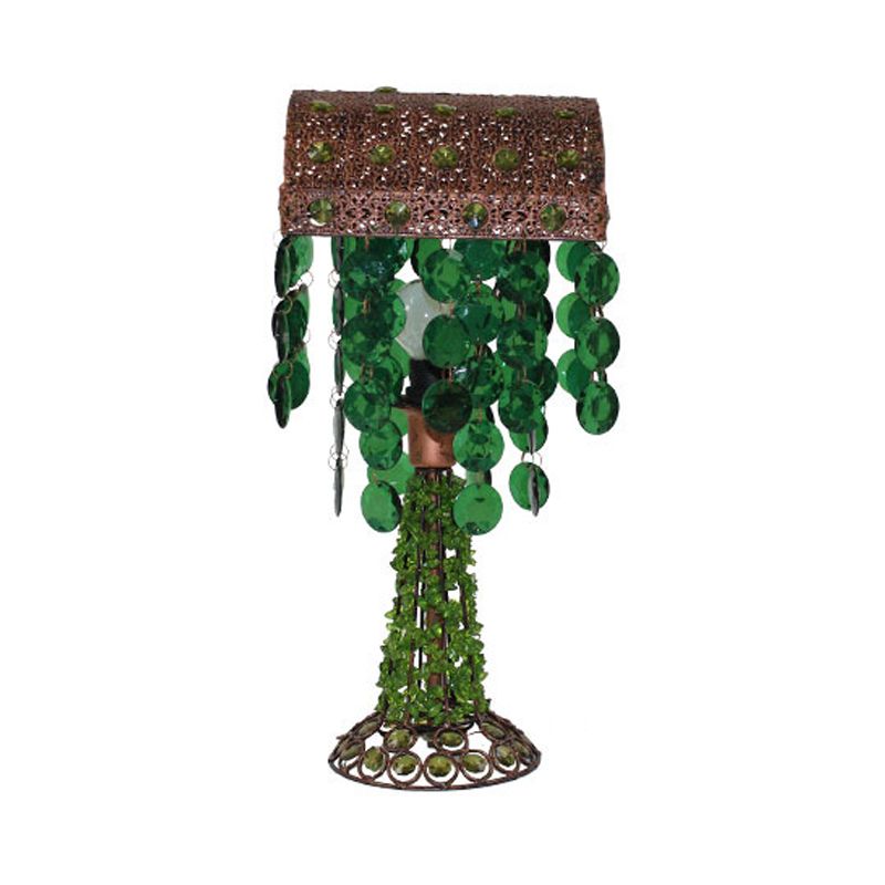 Bohemian Cascade Night Table Lamp 1 Bulb Metal Nightstand Lighting in Green for Bedroom