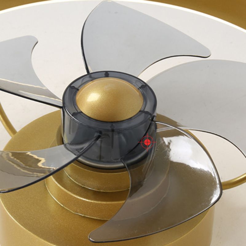 5-Blade Modern Ceiling Fan Golden LED Fan with Light for Foyer