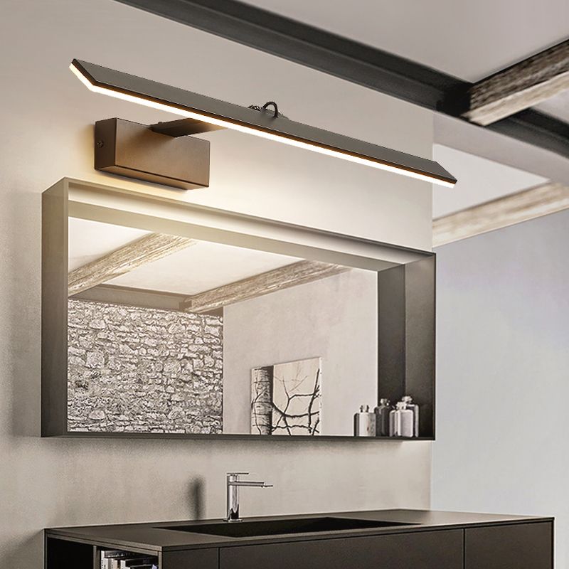 Luz negra de tocador negro de 1 luz Luz del espejo LED moderno con sombra acrílica para el baño