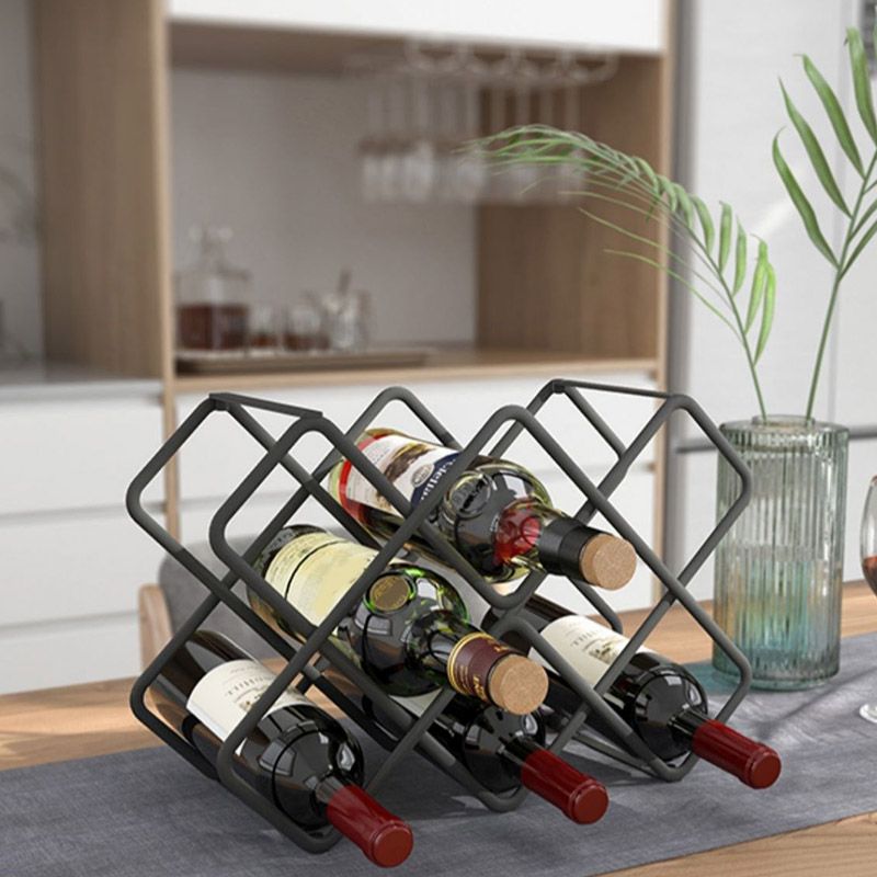 Modern Simple Tabletop Wine Rack Metal Frame Wine Bottle Rack for Kitchen