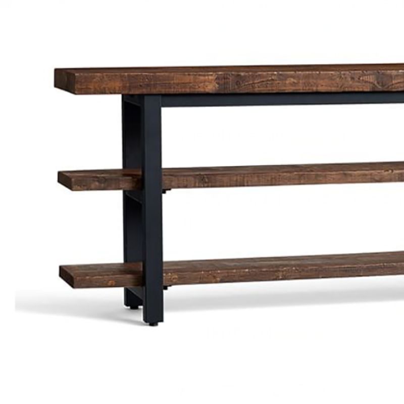 Industrial Pine TV Stand Console Open Storage TV Media Stand with Shelves for Living Room