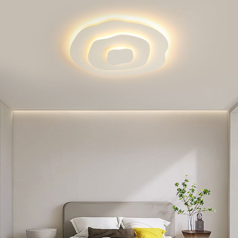 Modern Metal Flush Mount Geometric Shape Ceiling Lamp with Acrylic Shade for Bedroom