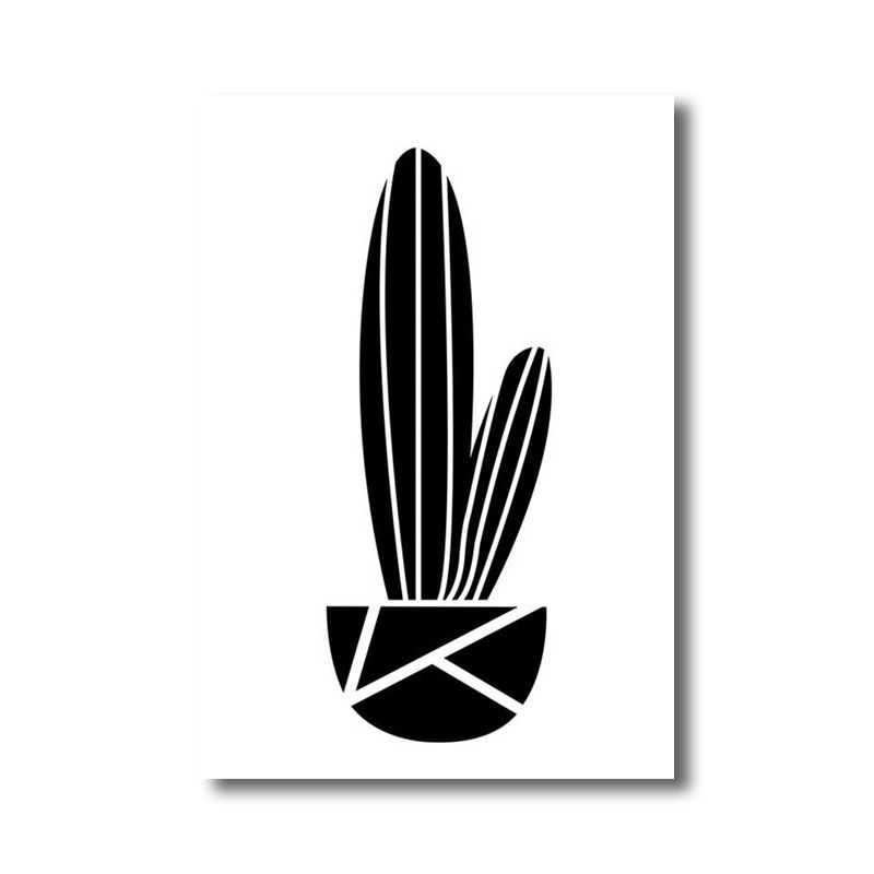 Potted Cactus Paintings Home Decor Nordic Canvas for Sitting Room Wall Art in Black