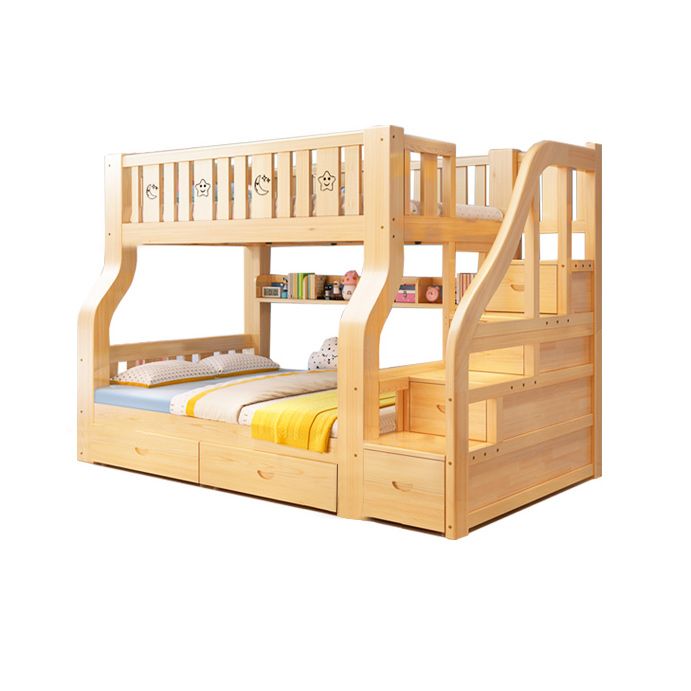 Solid Wood Scandinavian Kids Bed Gender Neutral Bunk Bed with Shelves