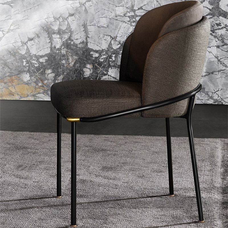 Contemporary Dining Fabric Side Chair Metal Dining Armless Chair