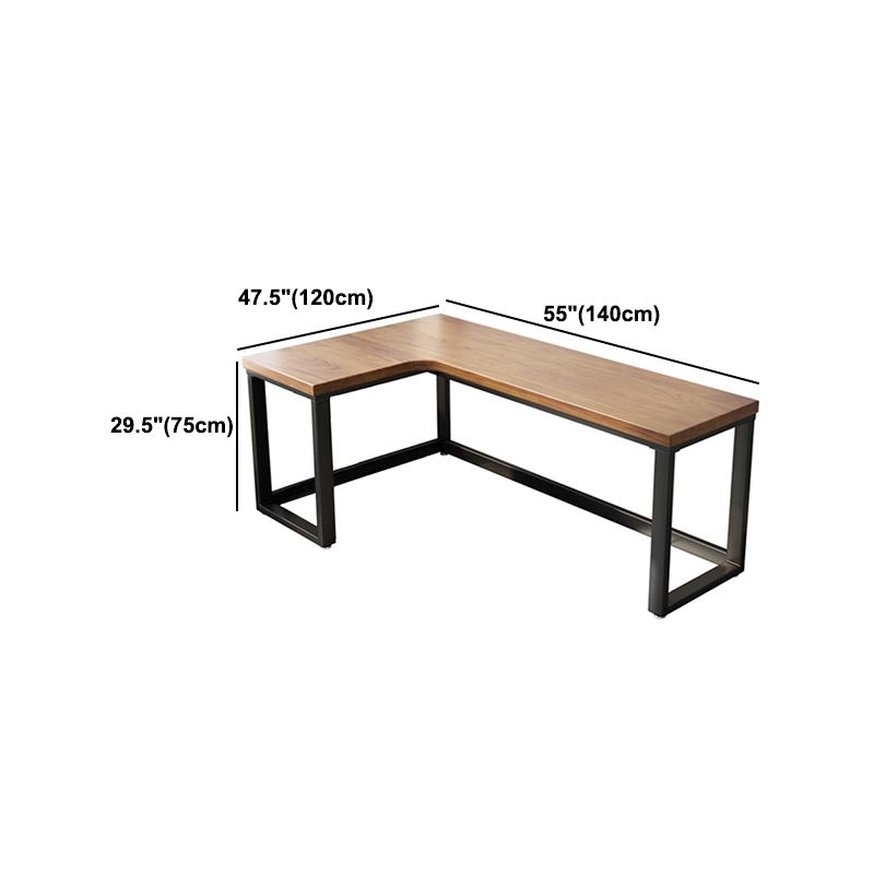 Pine Solid Wood Working Table Industrial Style L-shape Office Table