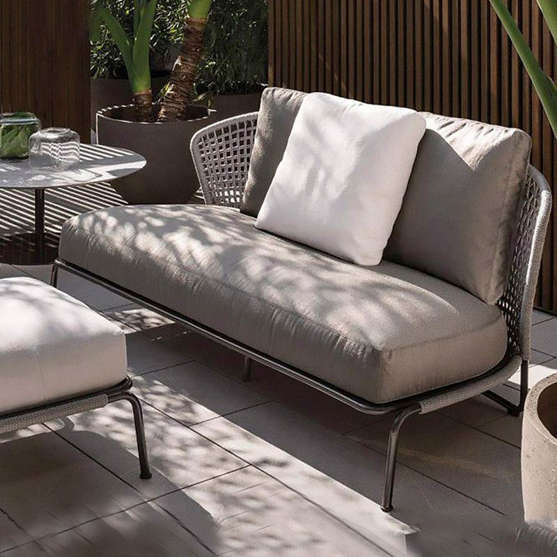 Rust Resistant Rattan Patio Sofa Modern Outdoor Patio Sofa with Cushion