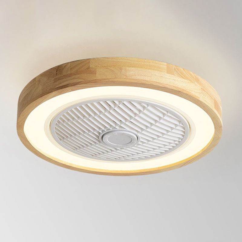 Geometric Ceiling Fan Lamp Nordic Style LED Wood Close to Ceiling Lamp