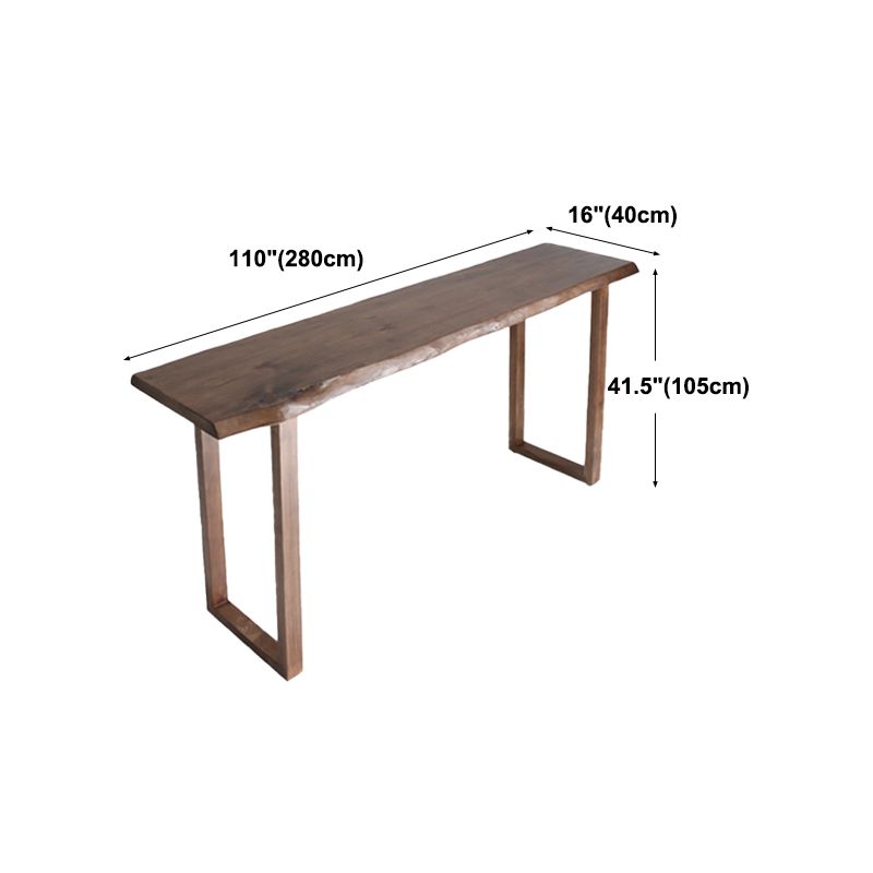 Mesa de comedor de barra contemporánea mesa de barra de madera rectangular interior base de trineo en marrón