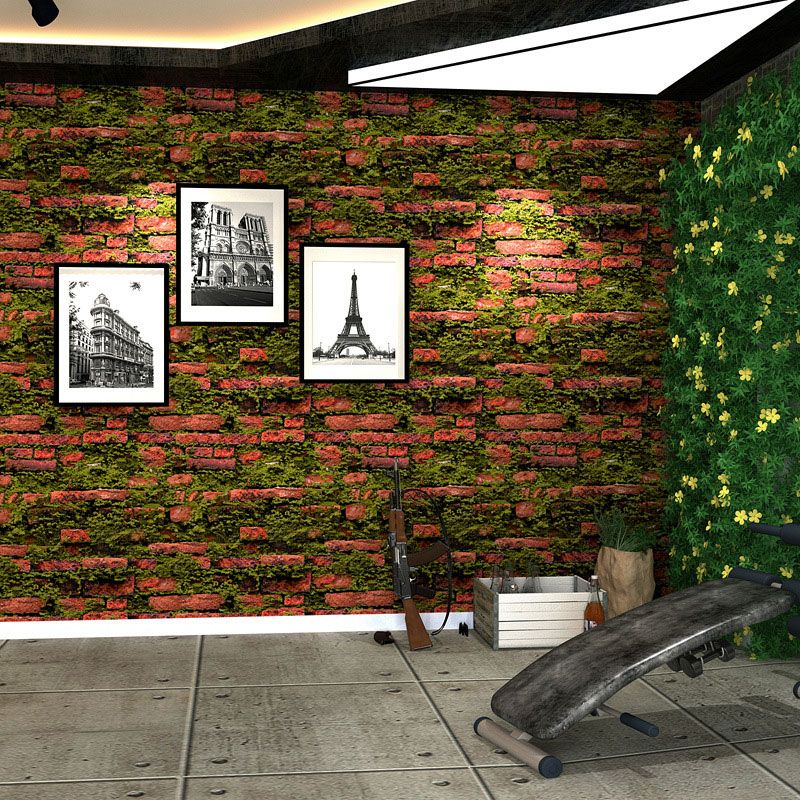 Vintage Brick Non-Pasted Wallpaper Latitudinal Design Waterproof Wall Covering, 20.5"W x 33'L