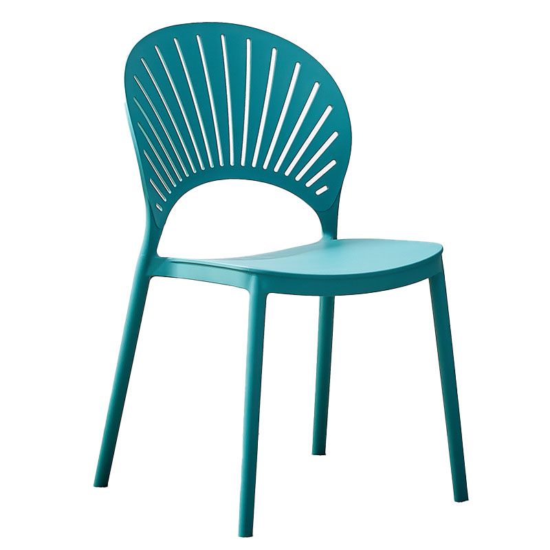 Contemporary Open Stacking Side Chair Matte Finish Plastic Dining Chair