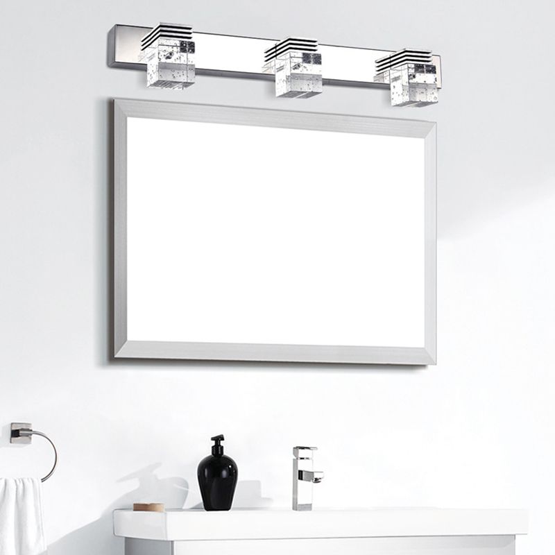 Square Vanity Mirror Lights Modern Minimalist Style Crystal Vanity Light