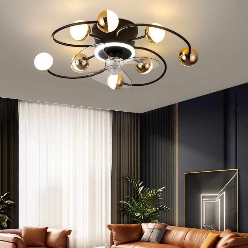 Black / Brass Ceiling Fan Light 9 - Light LED Modernism Fan Lighting Fixture