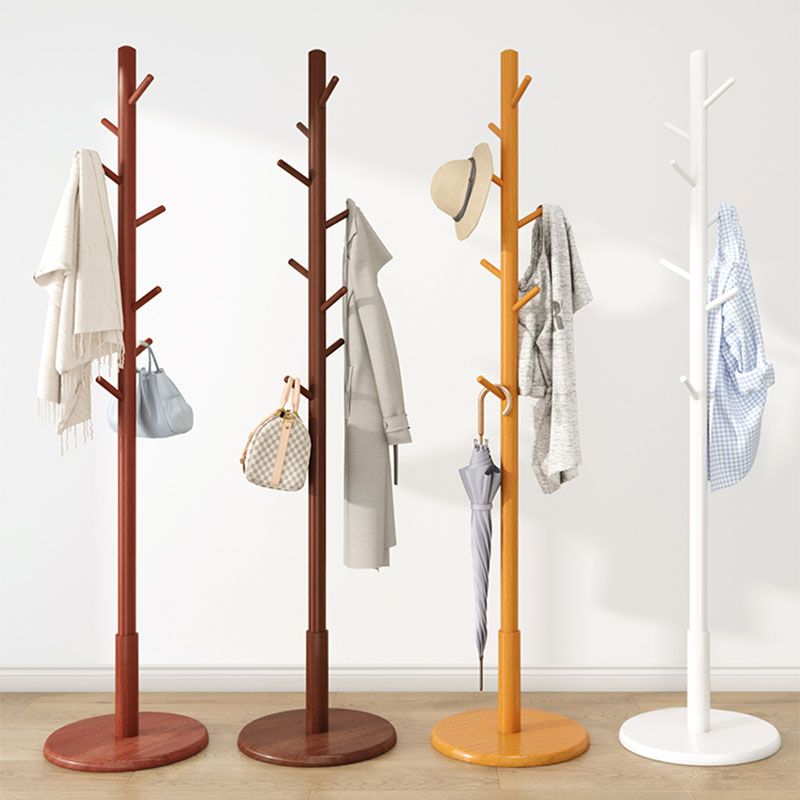 68" Scandinavian Hall Tree Free Standing Solid Wood Coat Rack