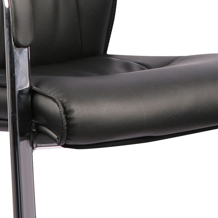 Modern Desk Chair Leather Computer Chair Mid-Back Chair in Black