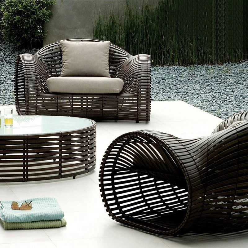 Contemporary Outdoor Loveseat Water Resistant Brown Outdoor Loveseat