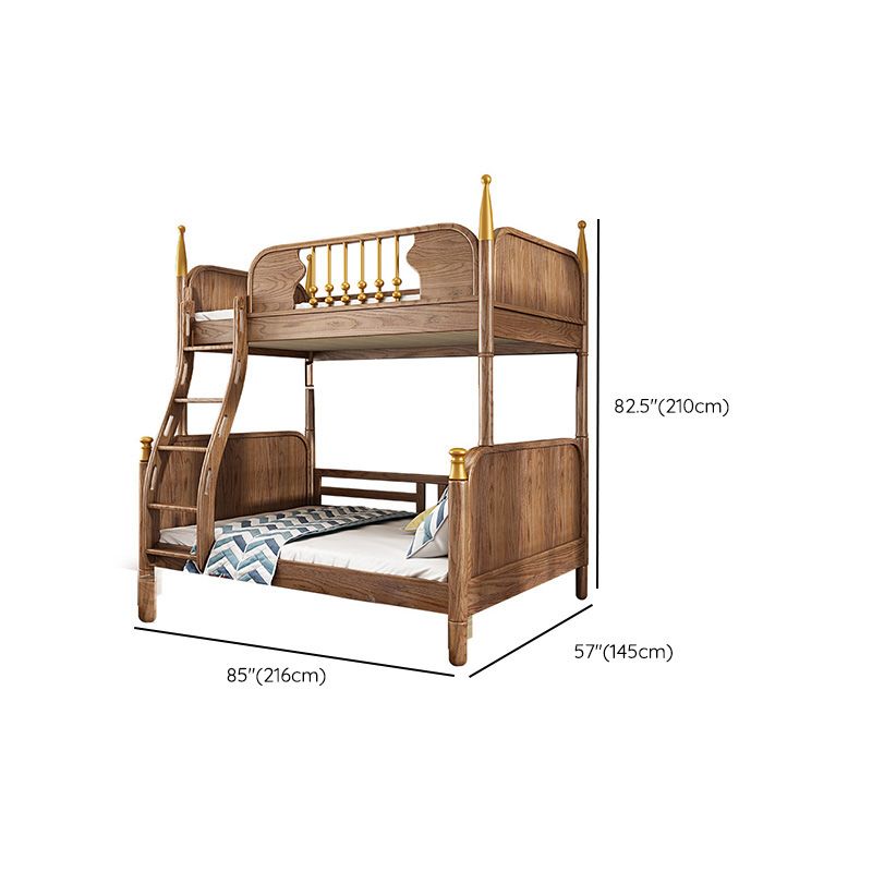 Traditional Brown No Theme with Guardrail Storage Mattress Kids Bed