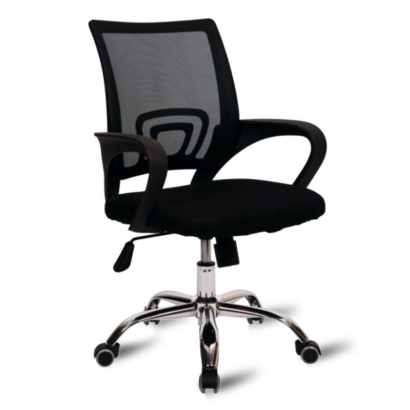 Modern Desk Chair in Black Mesh Computer Chair Mid-Back Chair with Wheels