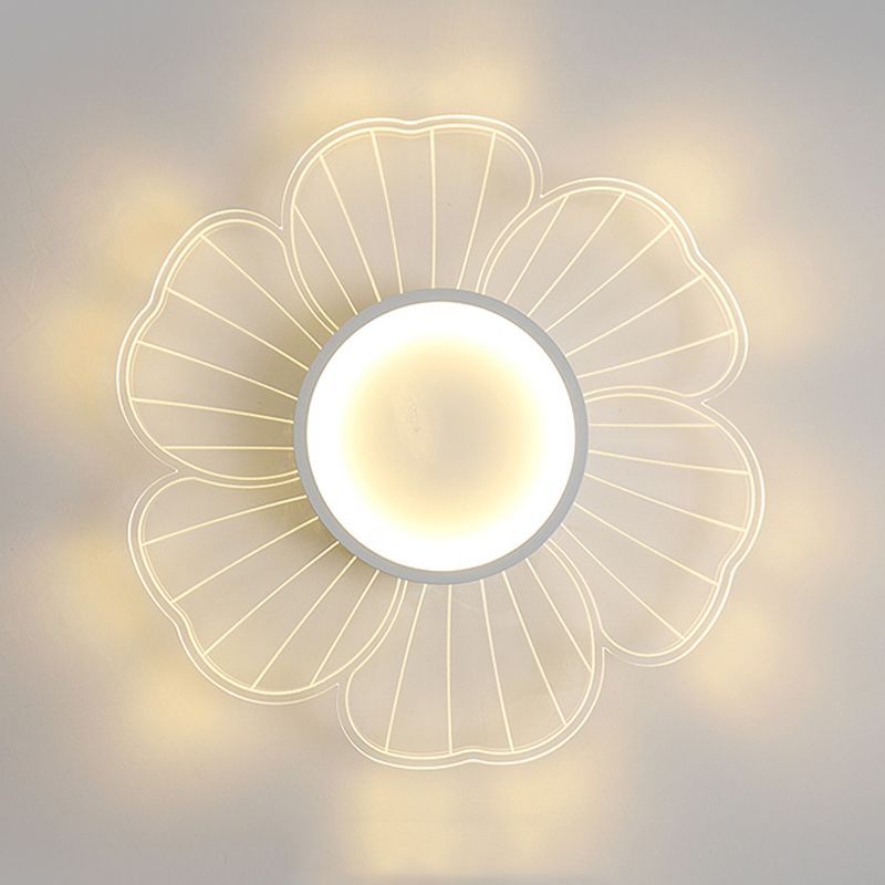 Metal LED Flush Mount Flower Shape in Clear Minimalist Ceiling Flush