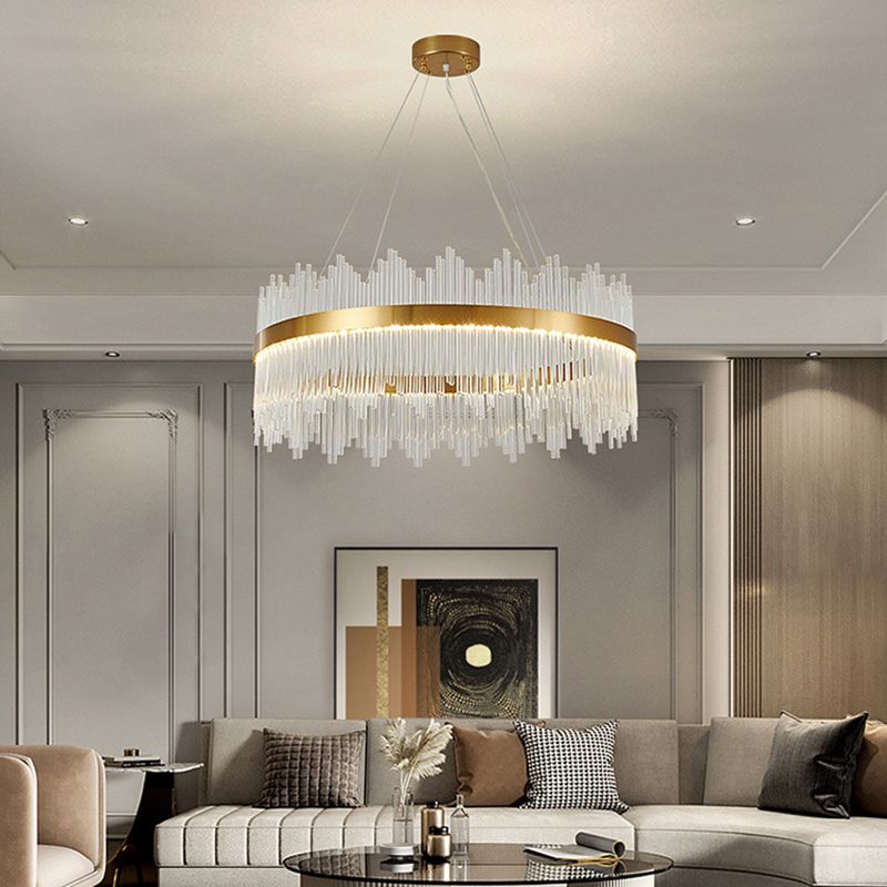 Modern Style Crystal Hanging Lighting Fixture Household Chandelier for Sitting Room