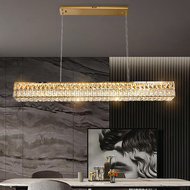 Crystal Linear Island Lighting Fixture Simplicity for Dining Room