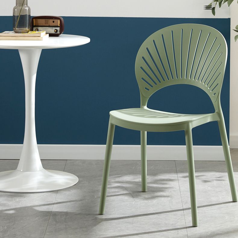 Home Contemporary Side Chair Open Back Shell-shaped Plastic Dining Room Chair