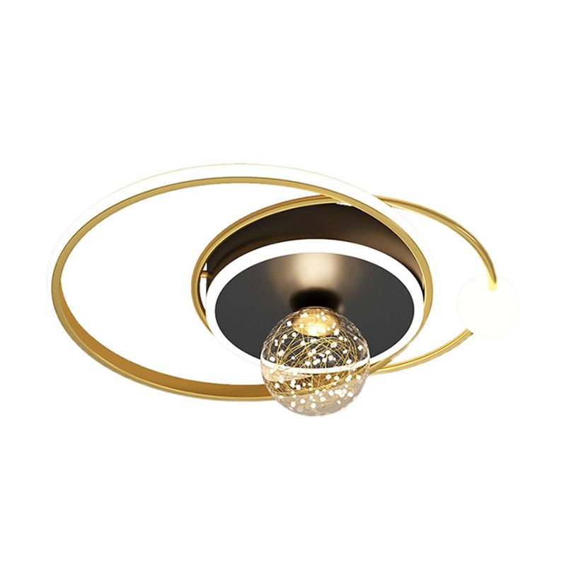 Gold LED Flush Ceiling Light Fixtures Modern Flush Mount Ceiling Fixture for Living Room