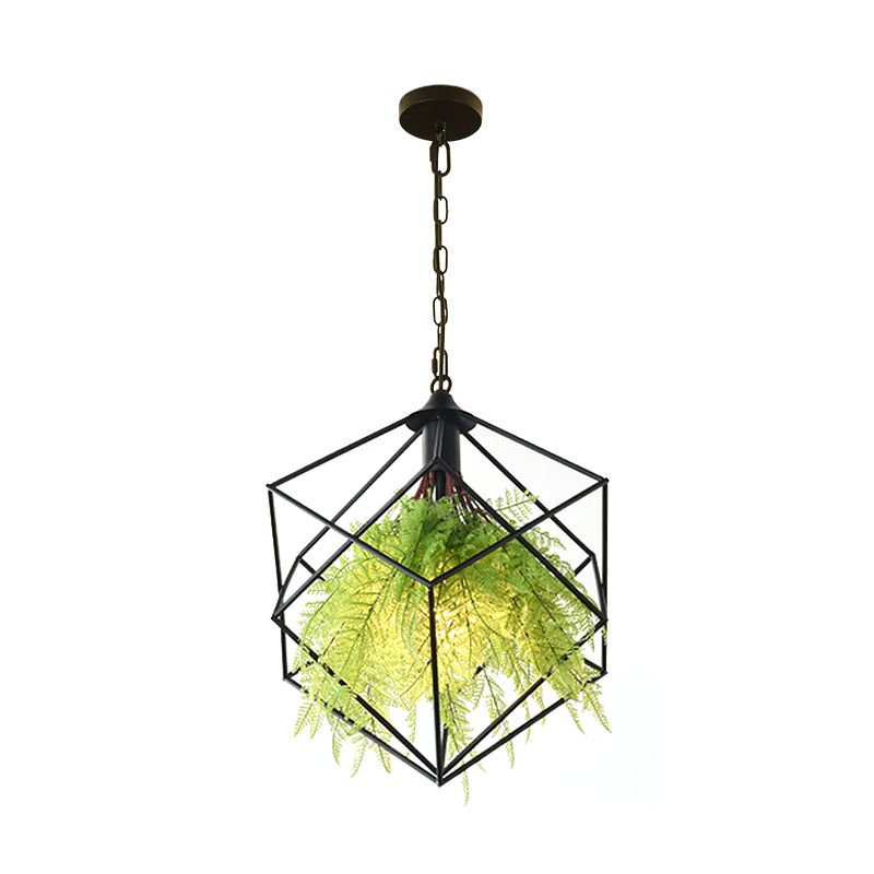 Plante géométrique industrielle suspendue suspendue 1 ampoule 18 "/21,5" W Suspension à LED à LED en noir en noir pour restaurant