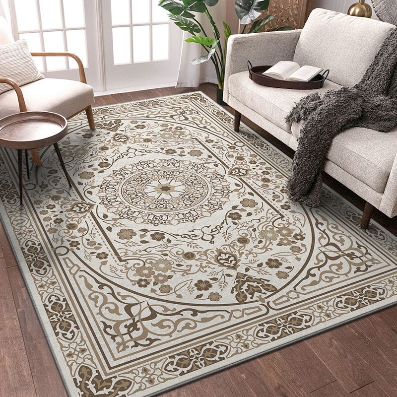 Rapis d'intérieur traditionnel Funky Medallion Print Tapis Polyester Tache résistant aux taches pour la décoration intérieure