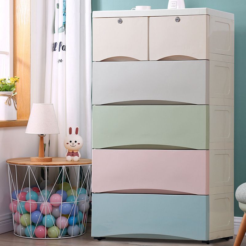 Modern Kids Nightstand Plastic Chest Nursery Dresser with 5/6 Drawers