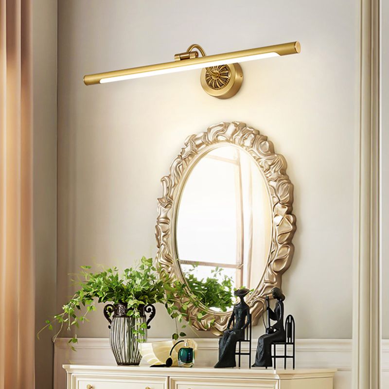 Single Contemporary Bathroom Vanity Light Linear LED Bath Bar in Golden Finish